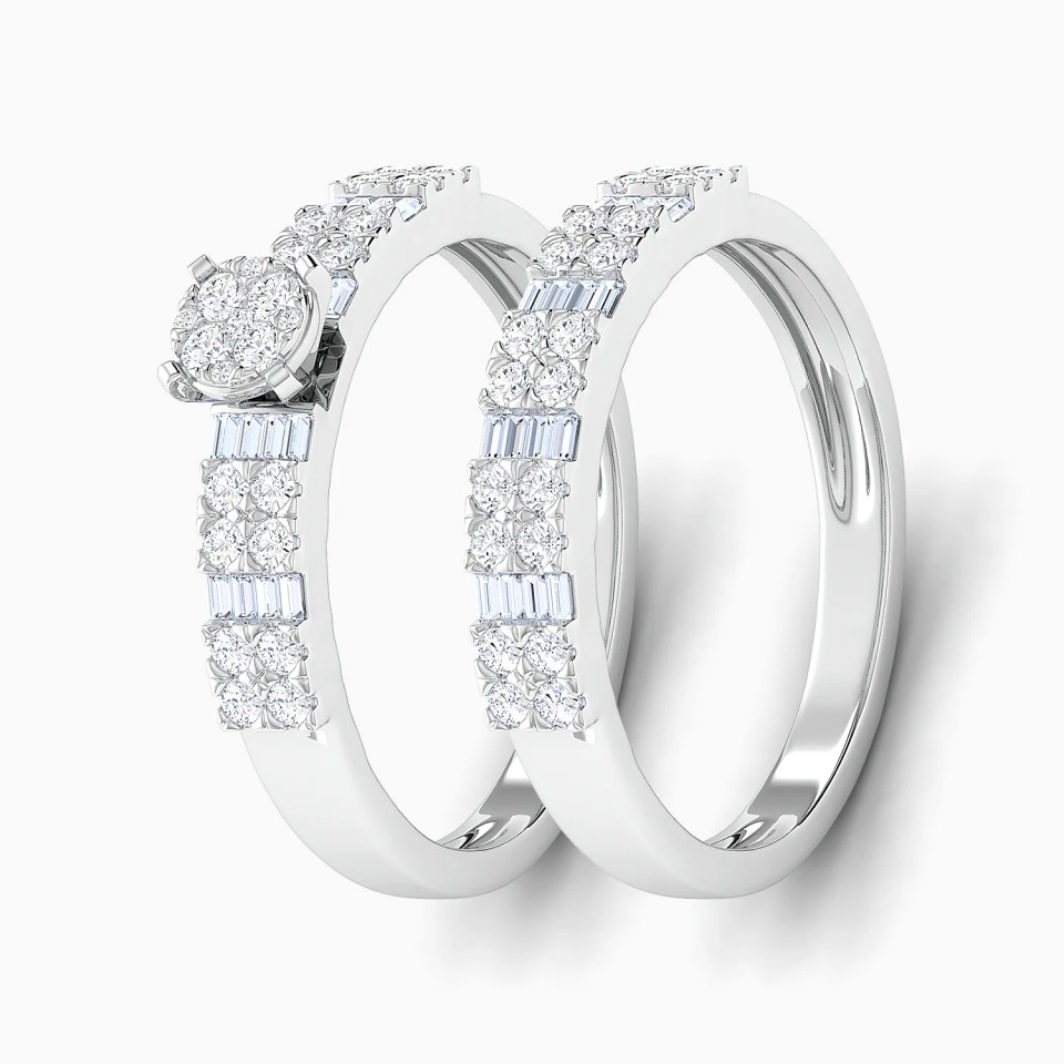 Square Clusters Diamond Twin Rings in 18K Gold Square Clusters Diamond Twin Rings in 18K Gold
