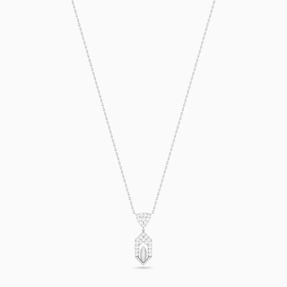 Triangle & Hexagonal Frame Diamond Necklace in 18K Gold Triangle & Hexagonal Frame Diamond Necklace in 18K Gold