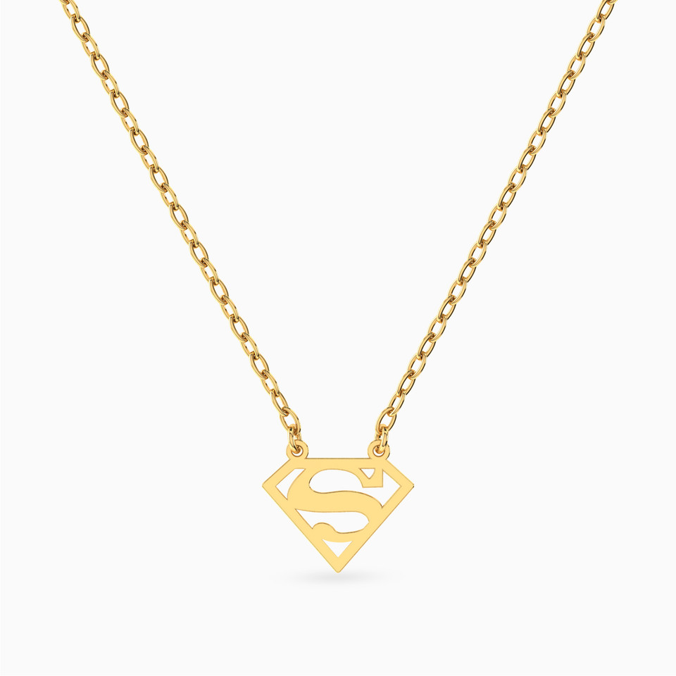 Kids Superman Necklace In 14K Gold Kids Superman Necklace In 14K Gold