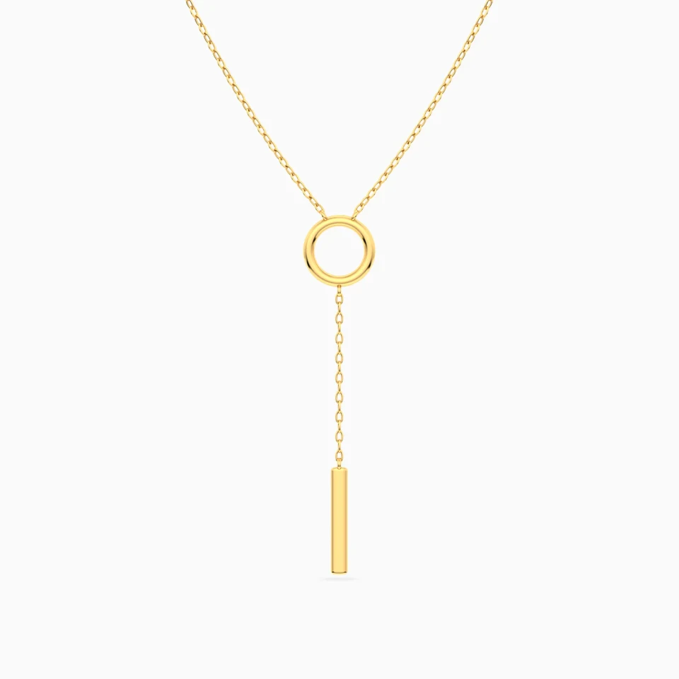 Circle & Vertical Bar Y Shaped Necklace in 18K Gold Circle & Vertical Bar Y Shaped Necklace in 18K Gold