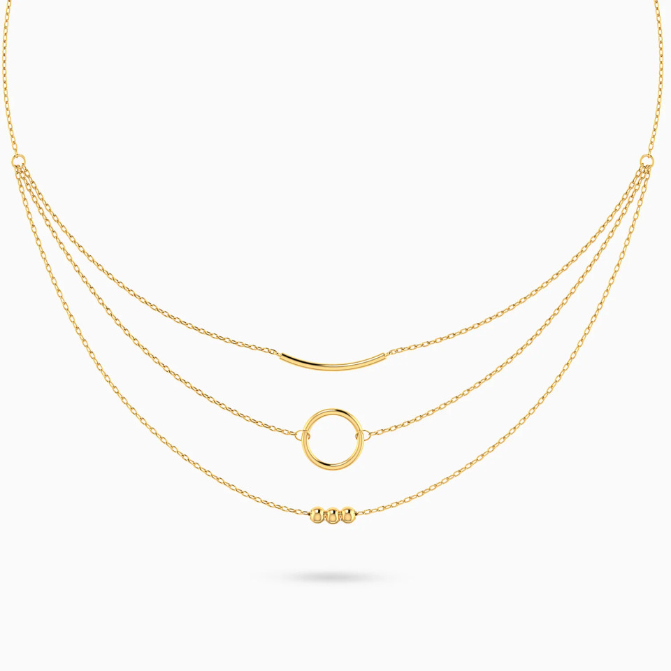 Circle & Beads Layered Necklace in 18K Gold Circle & Beads Layered Necklace in 18K Gold