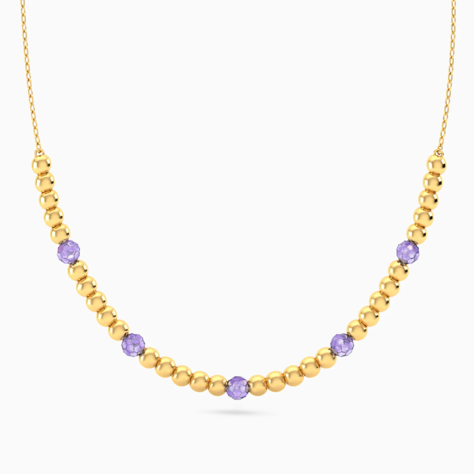 Beads Purple Stones Necklace in 18K Gold Beads Purple Stones Necklace in 18K Gold
