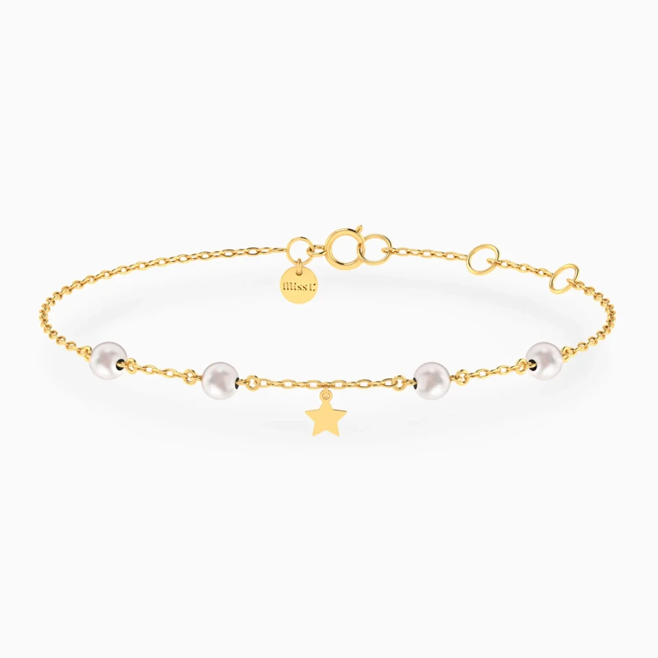 Star & Pearl Chain Bracelet in 18K Gold Star & Pearl Chain Bracelet in 18K Gold