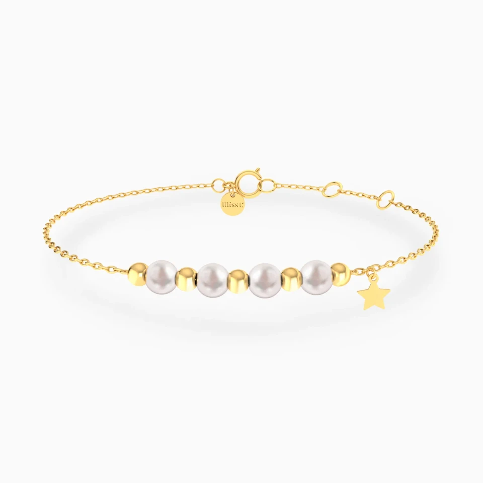 Star & Beads Pearl Chain Bracelet in 18K Gold Star & Beads Pearl Chain Bracelet in 18K Gold