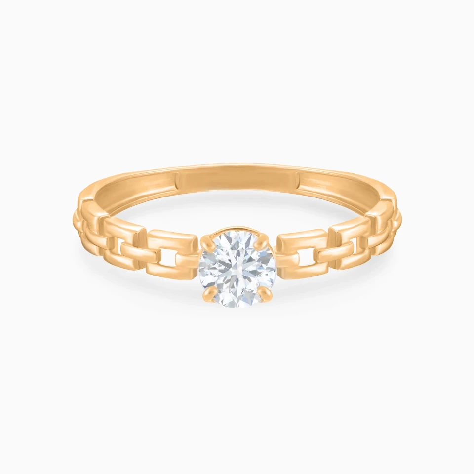 Open Link & Elevated Cubic Zirconia Ring in 21K Gold Open Link & Elevated Cubic Zirconia Ring in 21K Gold
