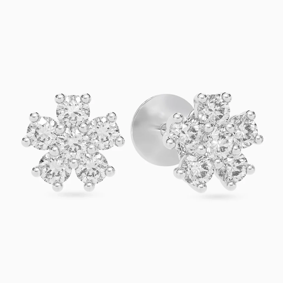 Floral Cluster Diamond Stud Earrings in 18K Gold Floral Cluster Diamond Stud Earrings in 18K Gold