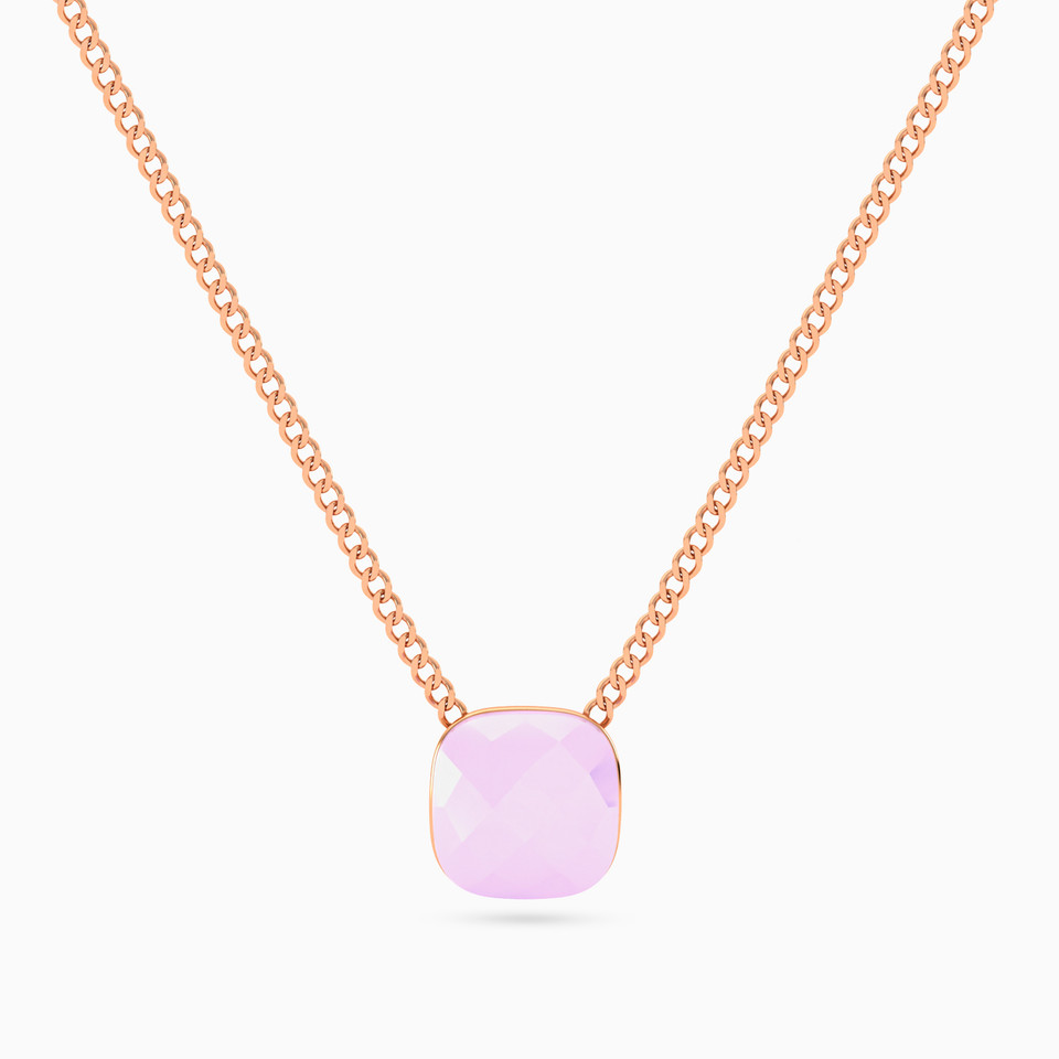 Pale Pink Stone Gold Plated Chain Necklace Pale Pink Stone Gold Plated Chain Necklace