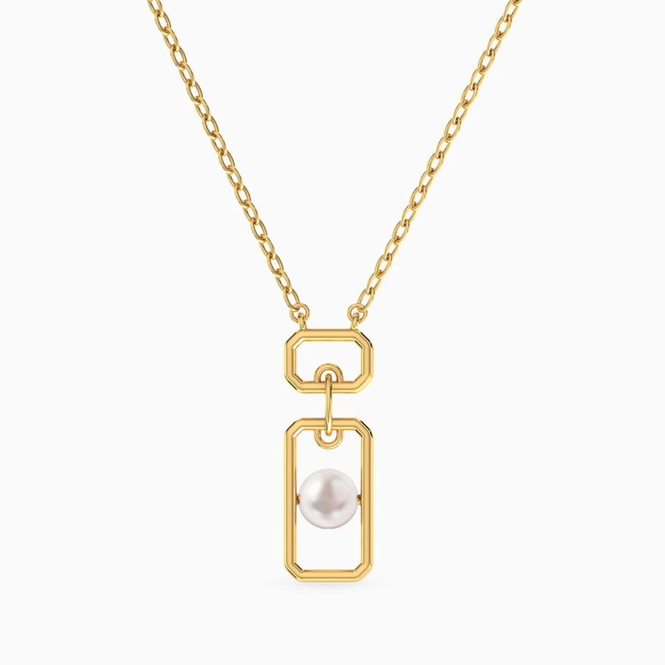 Rectangle Pearl Necklace in 18K Gold Rectangle Pearl Necklace in 18K Gold