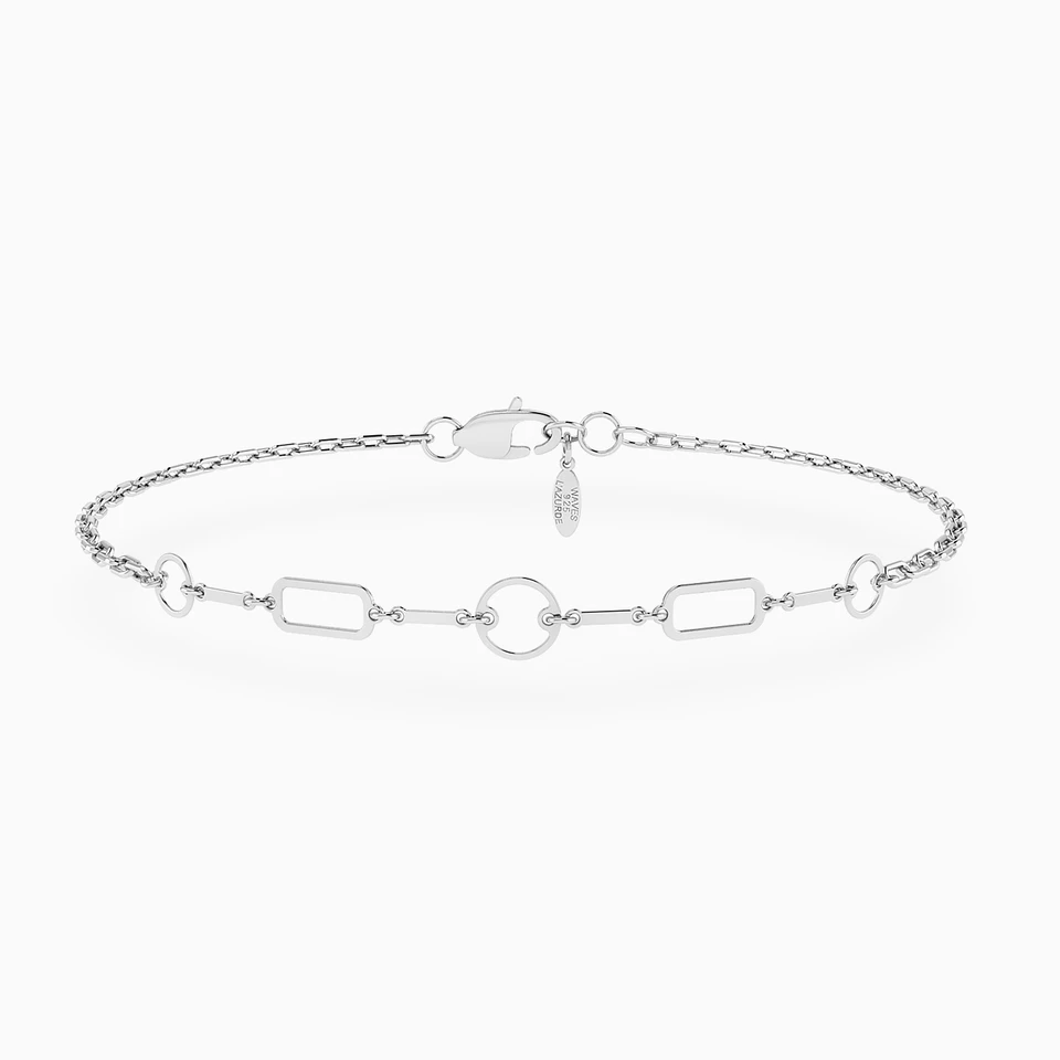 Rectangluar & Round Links Chain Bracelet in Silver Rectangluar & Round Links Chain Bracelet in Silver