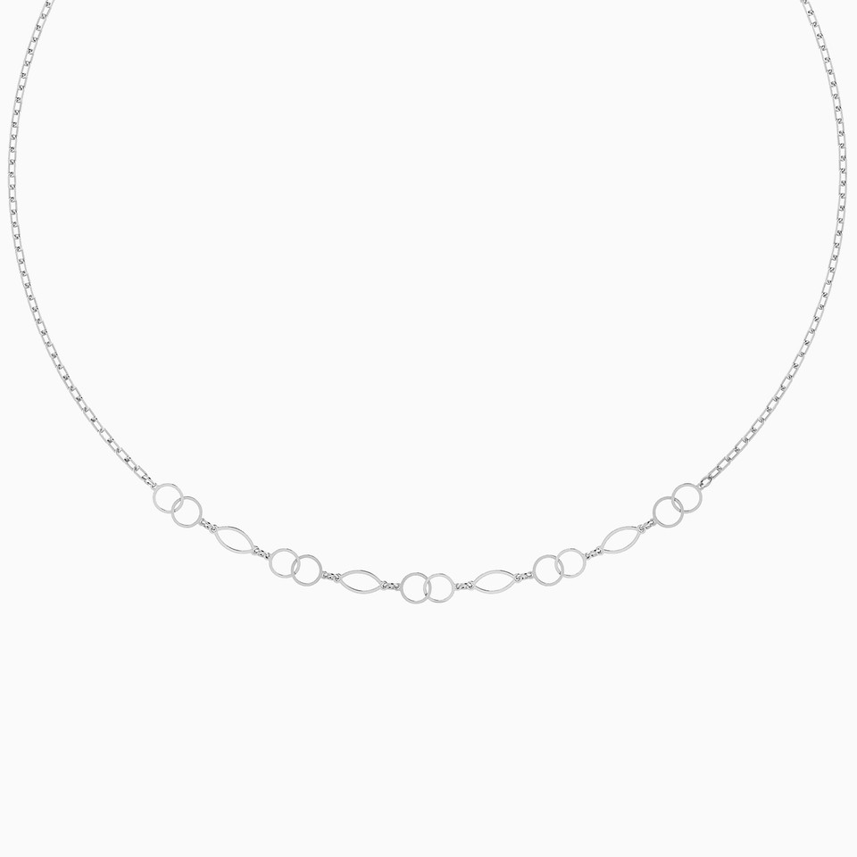 Marquise & Round Links Necklace in Silver Marquise & Round Links Necklace in Silver