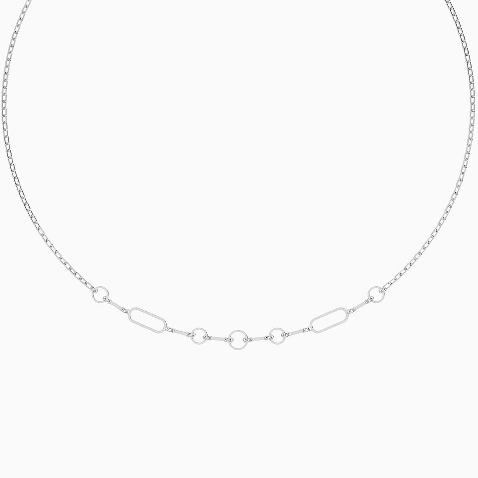 Rectangluar & Round Links Necklace in Silver Rectangluar & Round Links Necklace in Silver