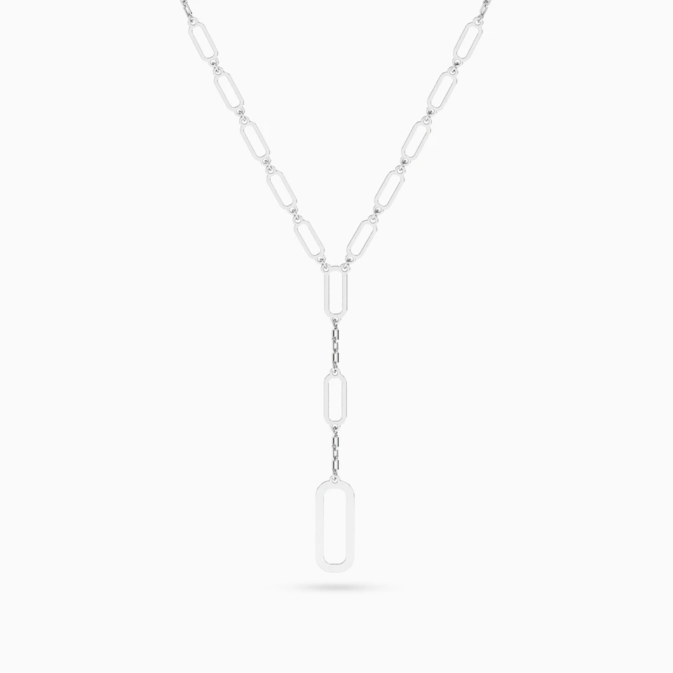 Bold Paperclip Links Lariat Necklace in Silver Bold Paperclip Links Lariat Necklace in Silver
