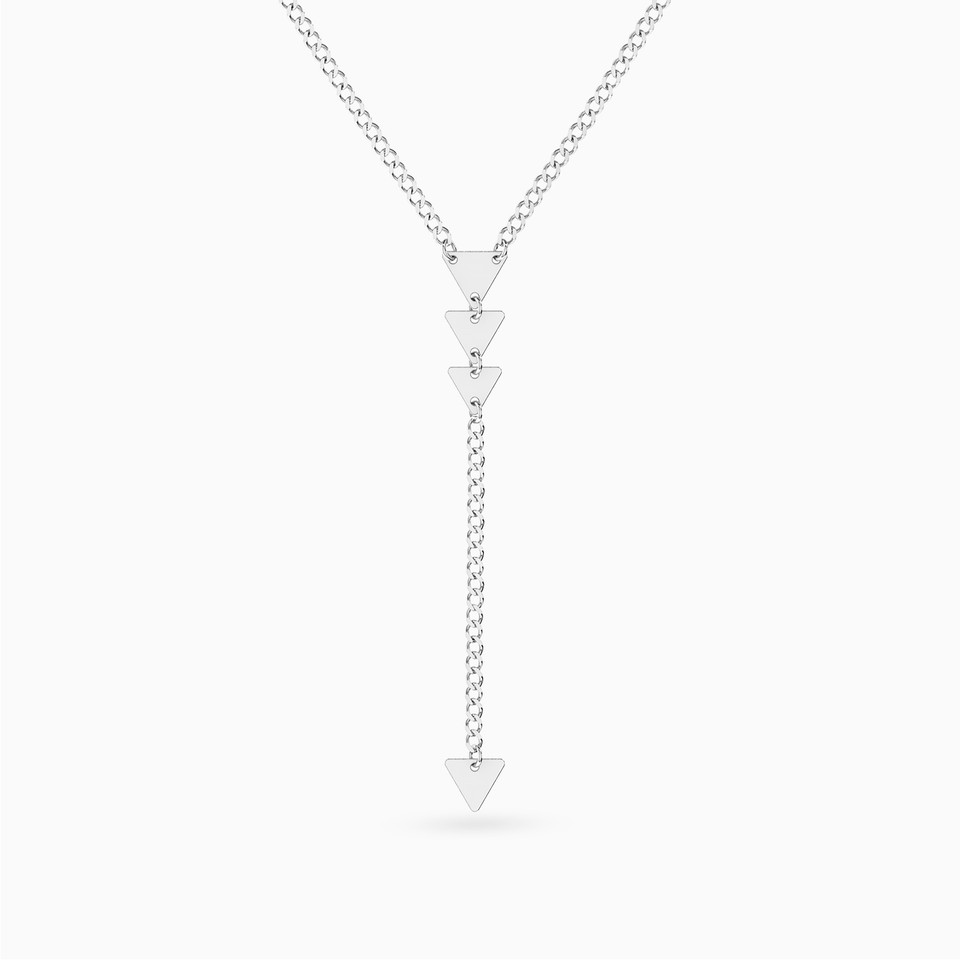 Triangular Motifs Lariat Necklace in Silver Triangular Motifs Lariat Necklace in Silver