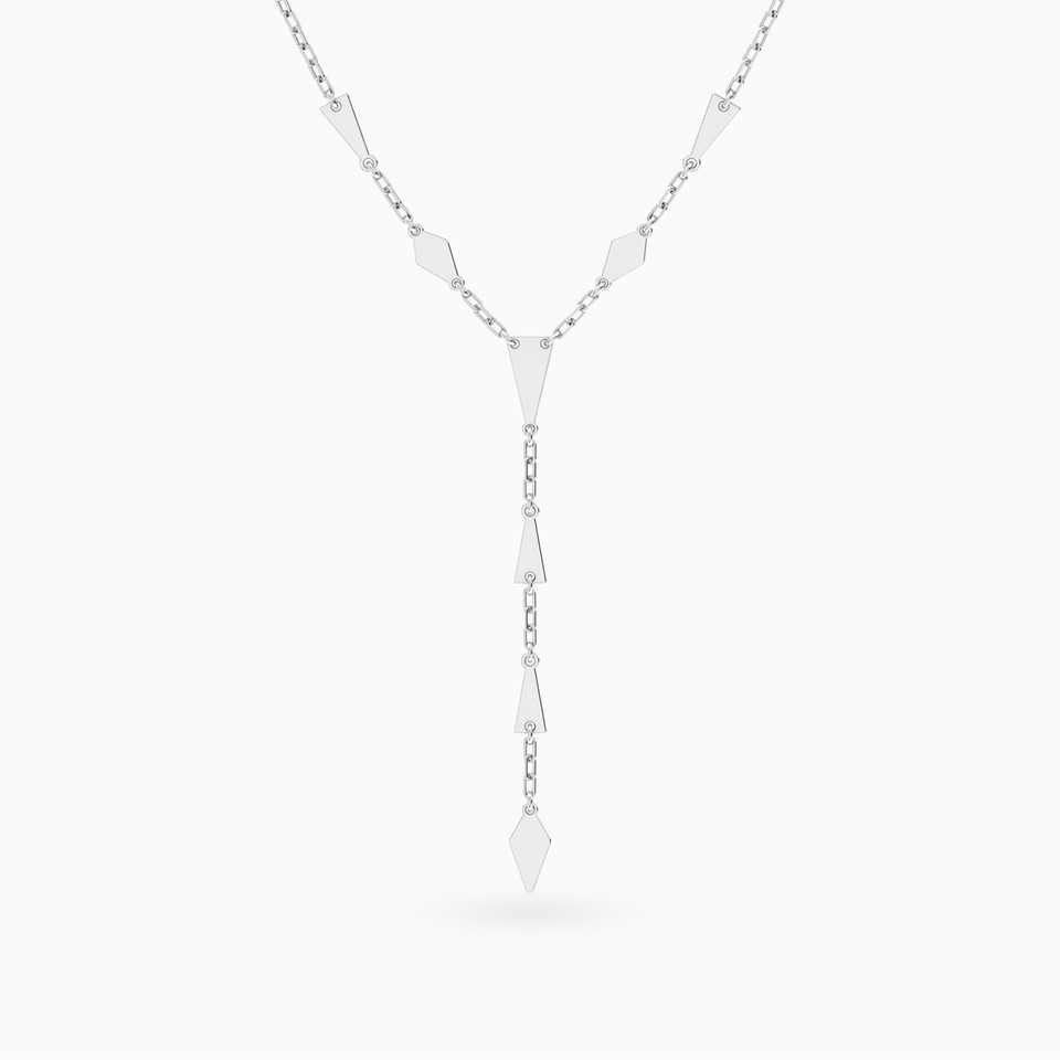 Lozenge & Triangular Motifs Lariat Necklace in Silver Lozenge & Triangular Motifs Lariat Necklace in Silver