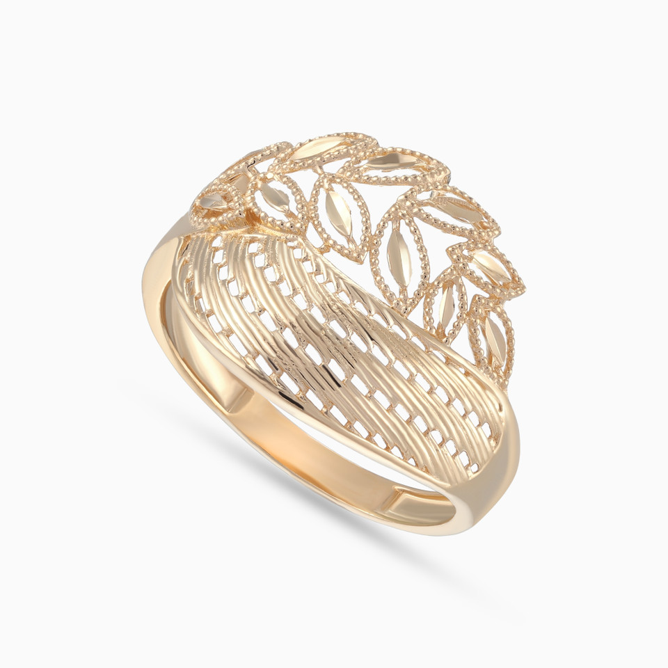 Leaves & Curves Ring in 21K Gold - 2 Leaves & Curves Ring in 21K Gold - 2