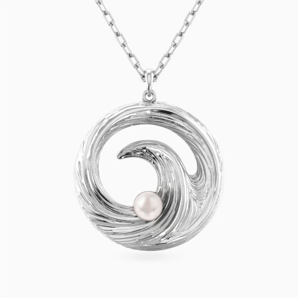 Swirl Pearl Pendant Necklace in Sterling Silver Swirl Pearl Pendant Necklace in Sterling Silver