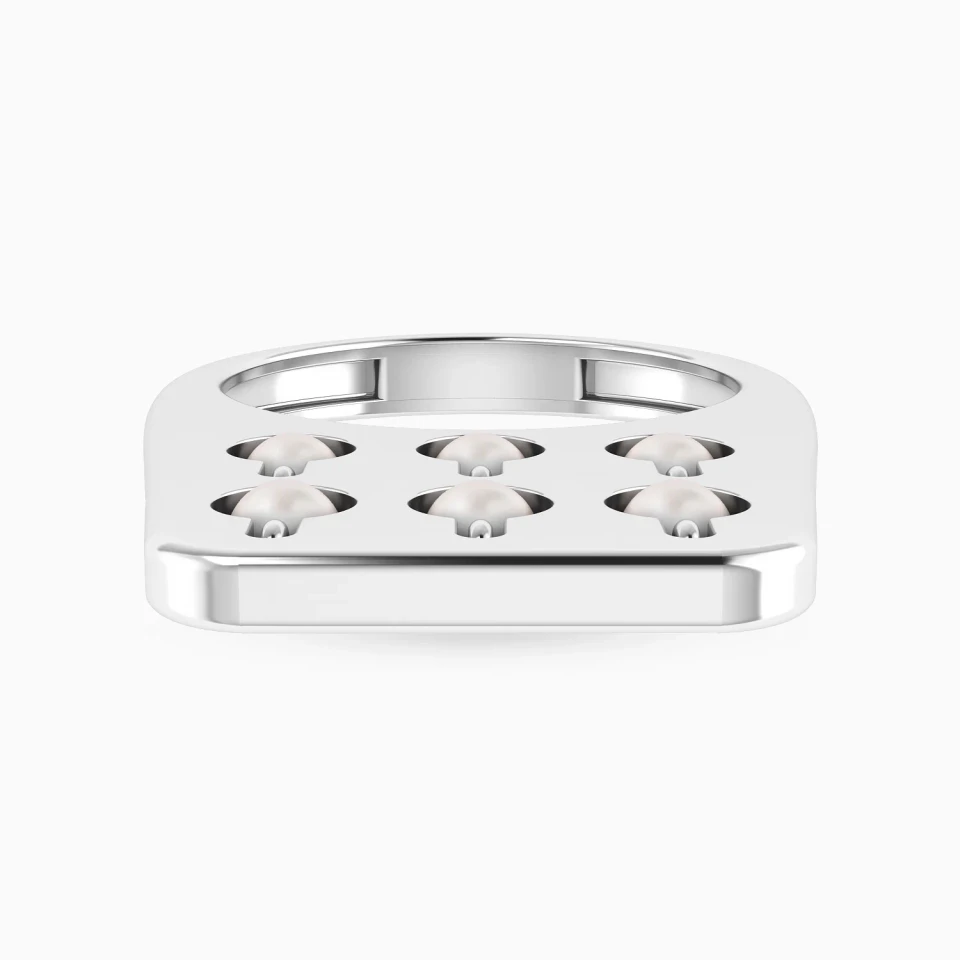 Elevated Surface & Dangling Pearls Ring in Silver (Size 14) Elevated Surface & Dangling Pearls Ring in Silver (Size 14)