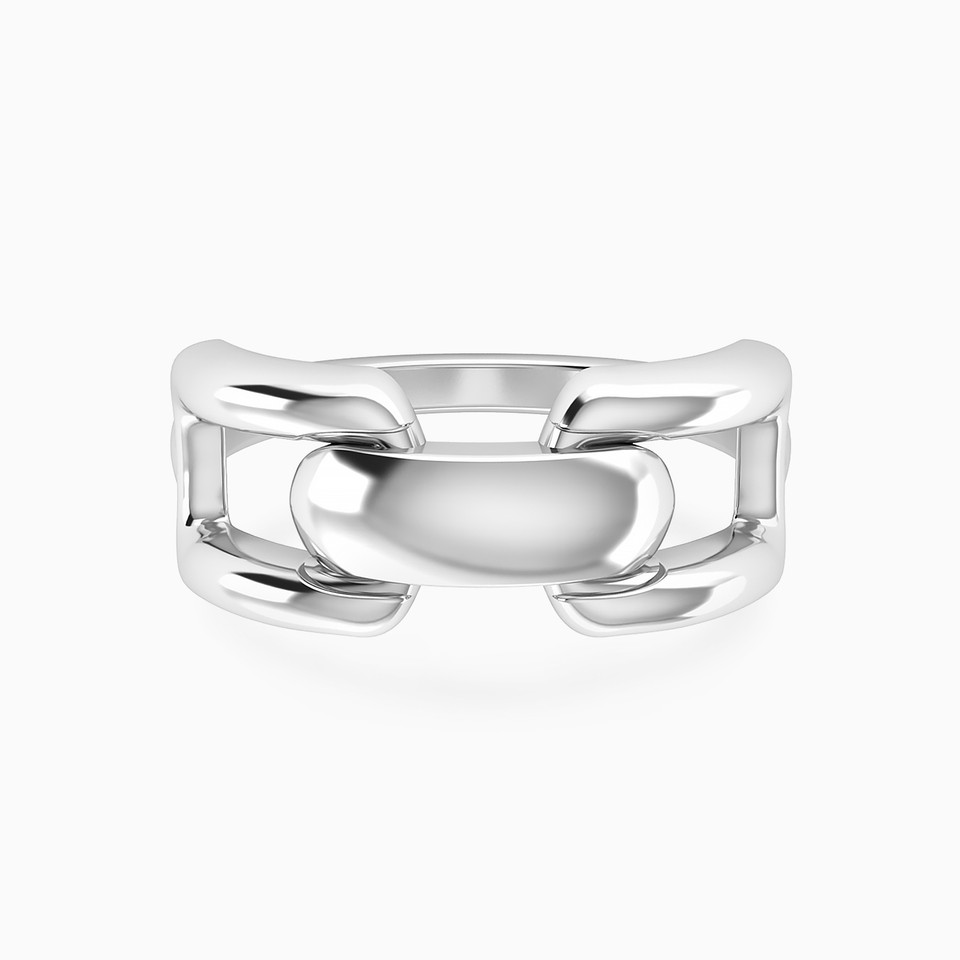 Rectangular Loops & Bar Ring in Silver (Size 16) Rectangular Loops & Bar Ring in Silver (Size 16)
