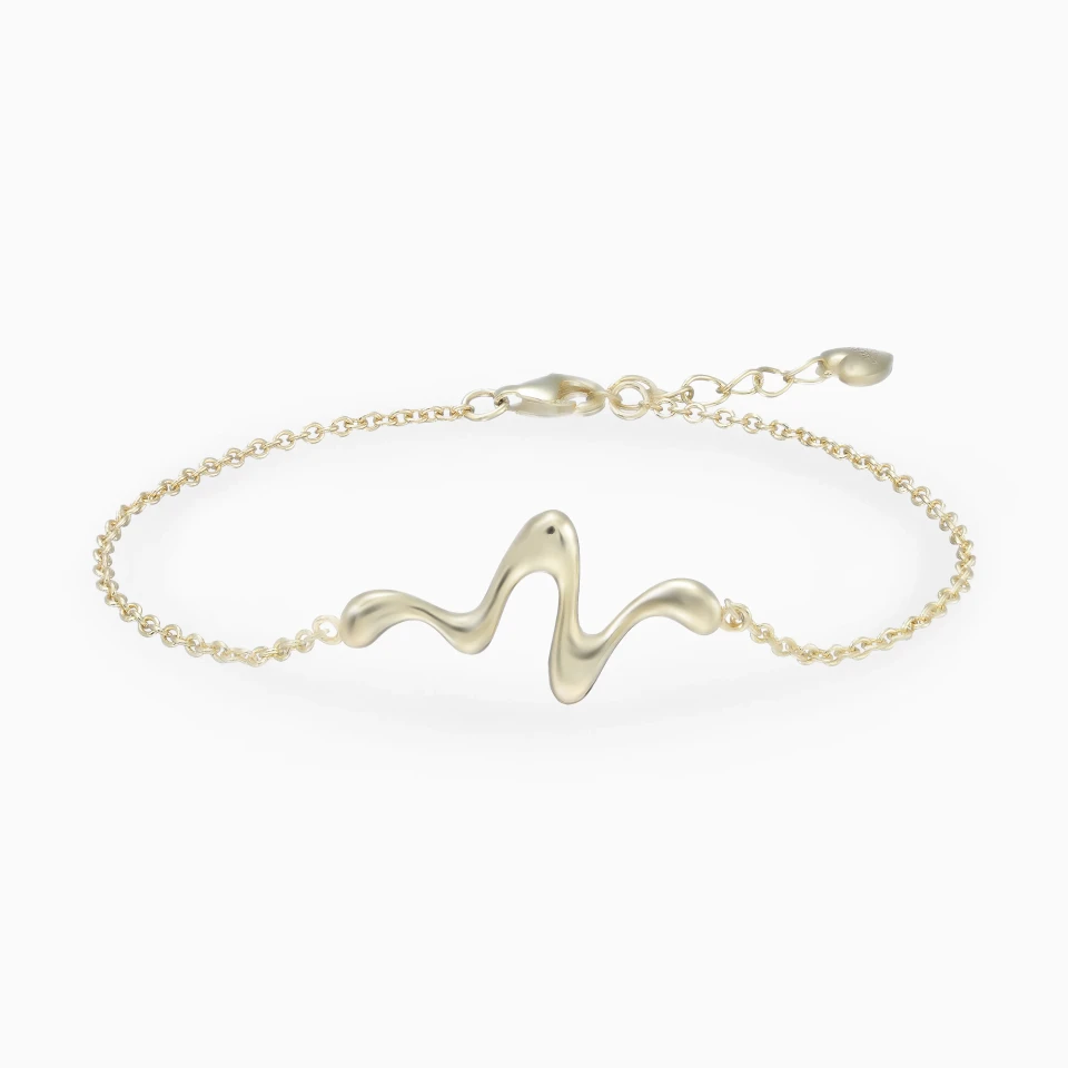Heartbeat Pulse Chain Bracelet in Yellow Gold Plating Heartbeat Pulse Chain Bracelet in Yellow Gold Plating