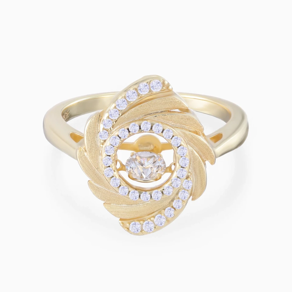 Swirling Layered Curves Cubic Zirconia Ring in Yellow Gold Plating Swirling Layered Curves Cubic Zirconia Ring in Yellow Gold Plating
