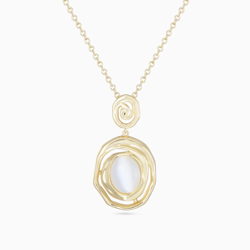 Oval Mother of Pearl Swirl Gold Plated Necklace Oval Mother of Pearl Swirl Gold Plated Necklace