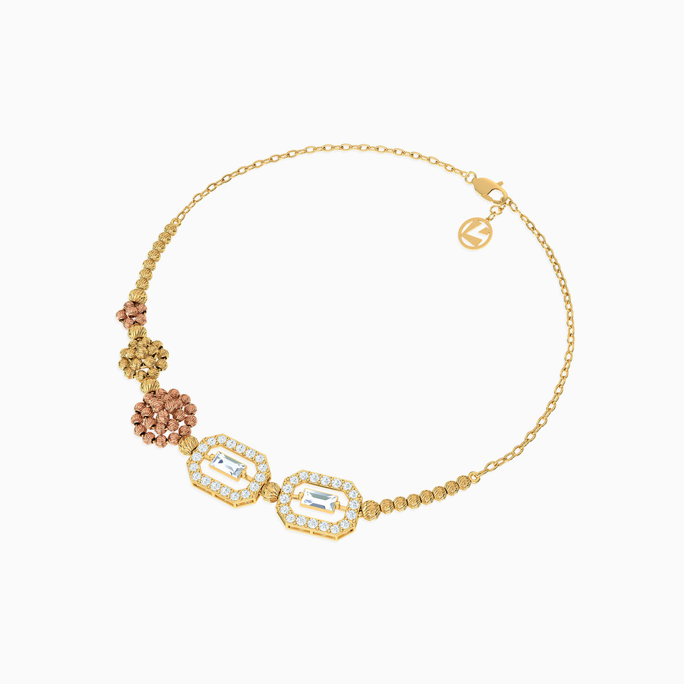 Multishaped Cubic Zirconia Chain Bracelet in 21K Gold - 2 Multishaped Cubic Zirconia Chain Bracelet in 21K Gold - 2