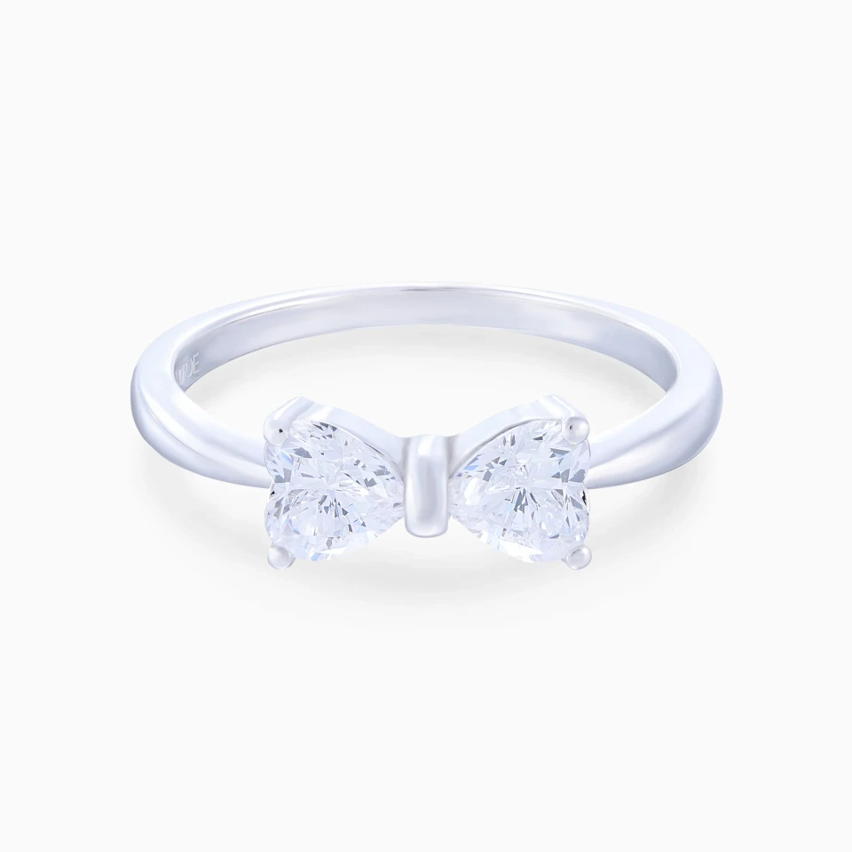 Bow of Hearts Cubic Zirconia Ring in Sterling Silver Bow of Hearts Cubic Zirconia Ring in Sterling Silver
