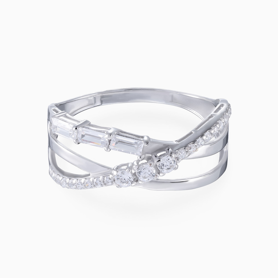 Crisscross Baguette Cubic Zirconia Ring in 18K Gold Crisscross Baguette Cubic Zirconia Ring in 18K Gold