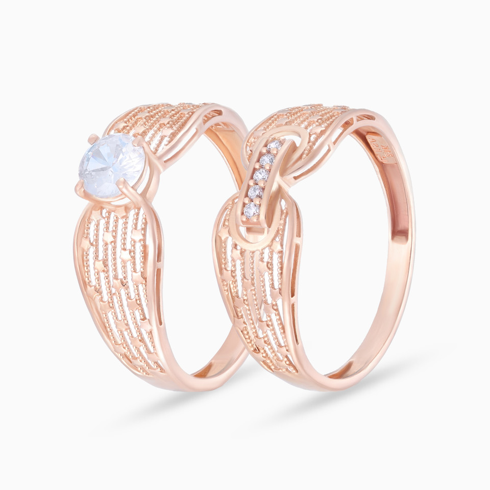 Twin Round Solitaire Rings in 21K Gold Twin Round Solitaire Rings in 21K Gold