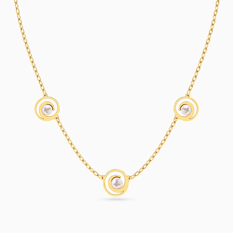 Round Pearl Chain Necklace in 18K Gold Round Pearl Chain Necklace in 18K Gold