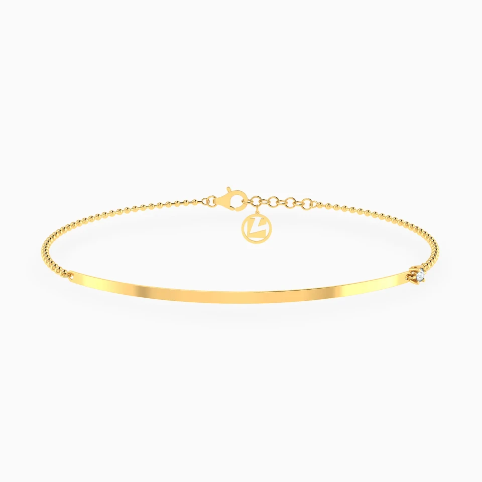 Beaded Bar Cubic Zirconia Anklet in 21K Gold Beaded Bar Cubic Zirconia Anklet in 21K Gold