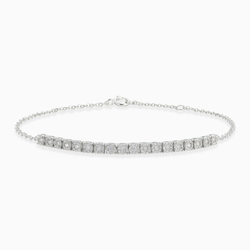 Round Cluster Row Diamond Chain Bracelet in 18K Gold Round Cluster Row Diamond Chain Bracelet in 18K Gold