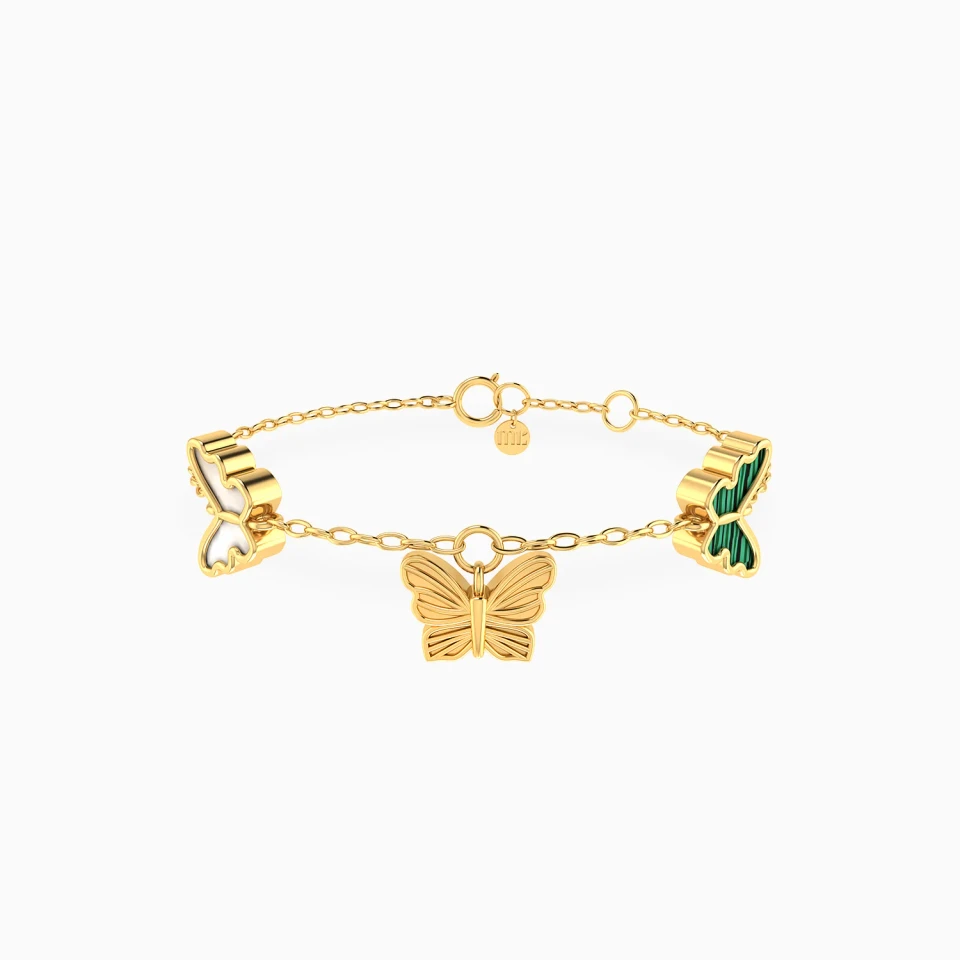 Kids Butterflies Colored Stones Chain Bracelet in 18K Gold Kids Butterflies Colored Stones Chain Bracelet in 18K Gold