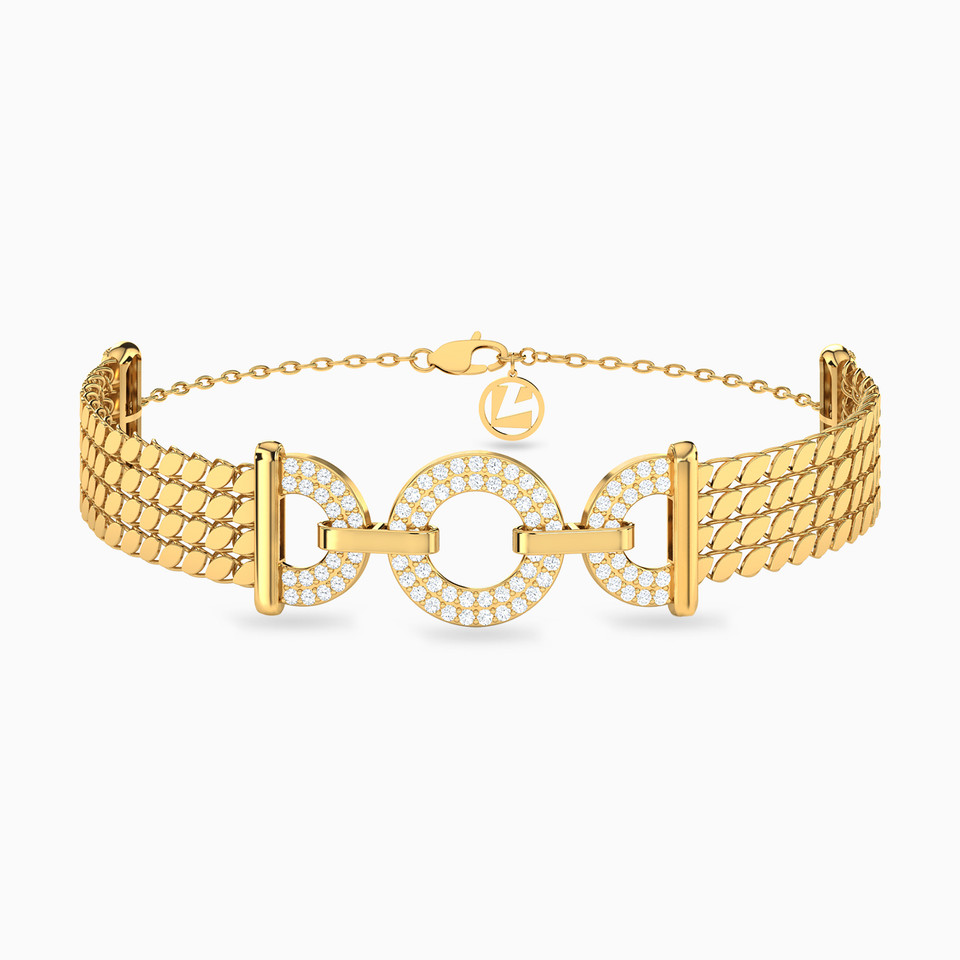 Textured Cubic Zirconia Chain Bracelet in 21K Gold Textured Cubic Zirconia Chain Bracelet in 21K Gold