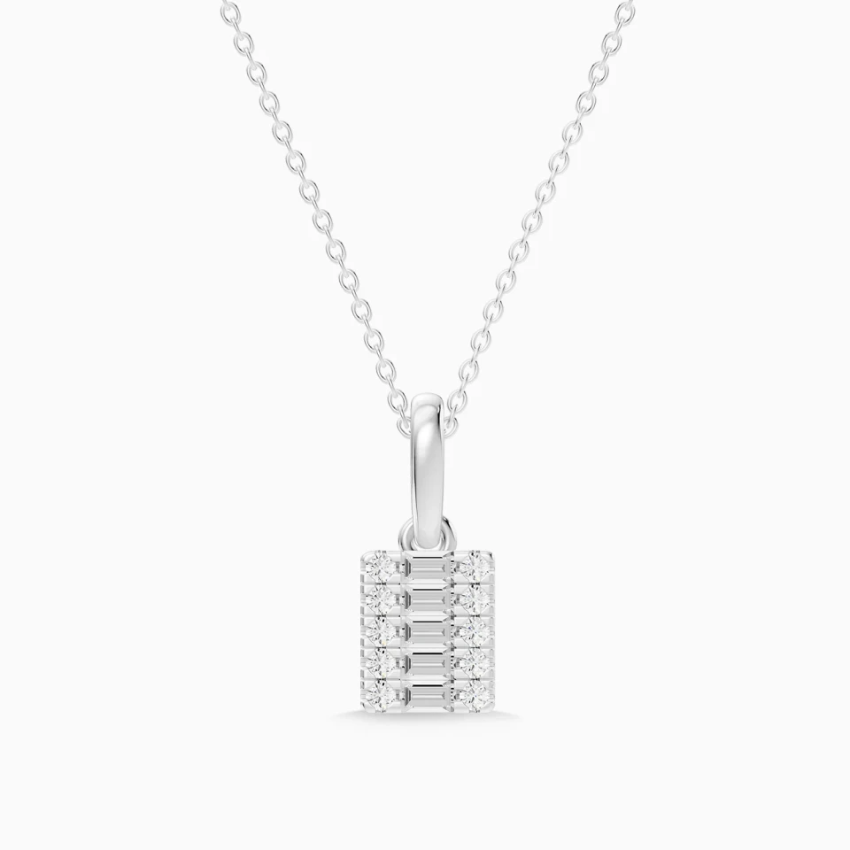 Baguette Diamond Square Pendant Necklace in 18K Gold Baguette Diamond Square Pendant Necklace in 18K Gold