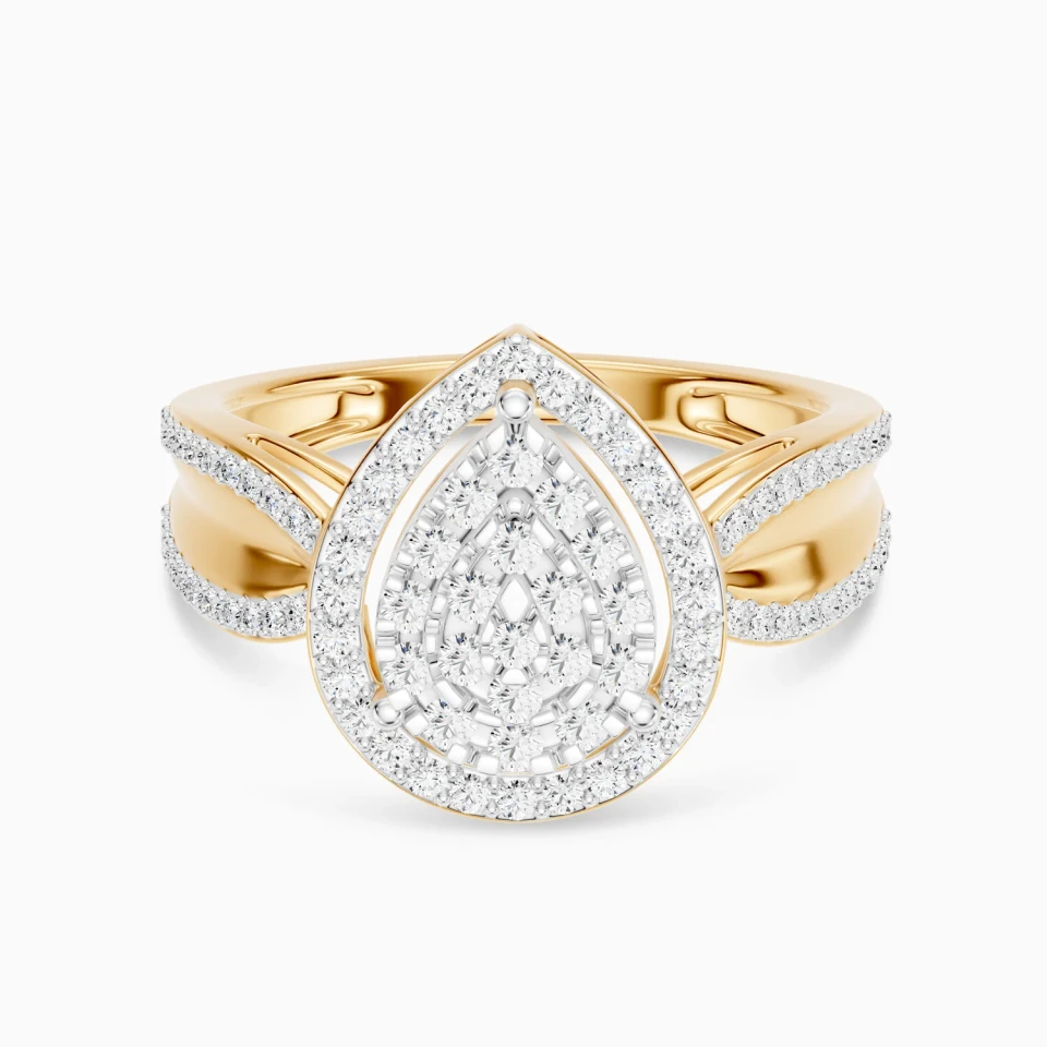 Layered Teardrop Halo Diamond Ring in 18K Gold Layered Teardrop Halo Diamond Ring in 18K Gold