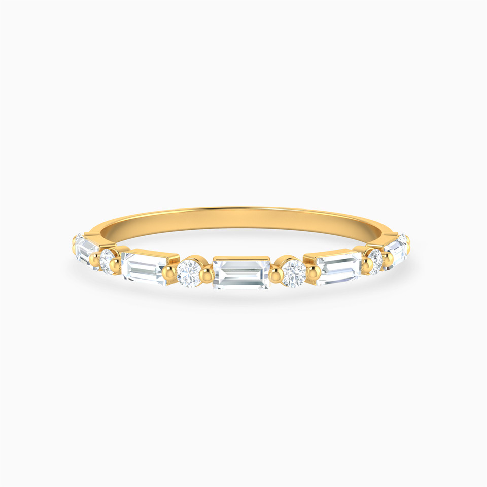 Rectangular & Round Cubic Zirconia Ring in 18K Gold Rectangular & Round Cubic Zirconia Ring in 18K Gold