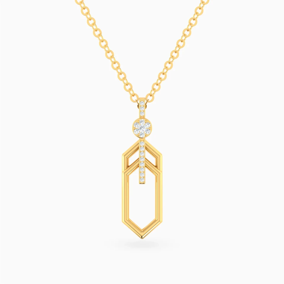 Openwork Hexagon Diamond Pendant Necklace in 18K Gold Openwork Hexagon Diamond Pendant Necklace in 18K Gold