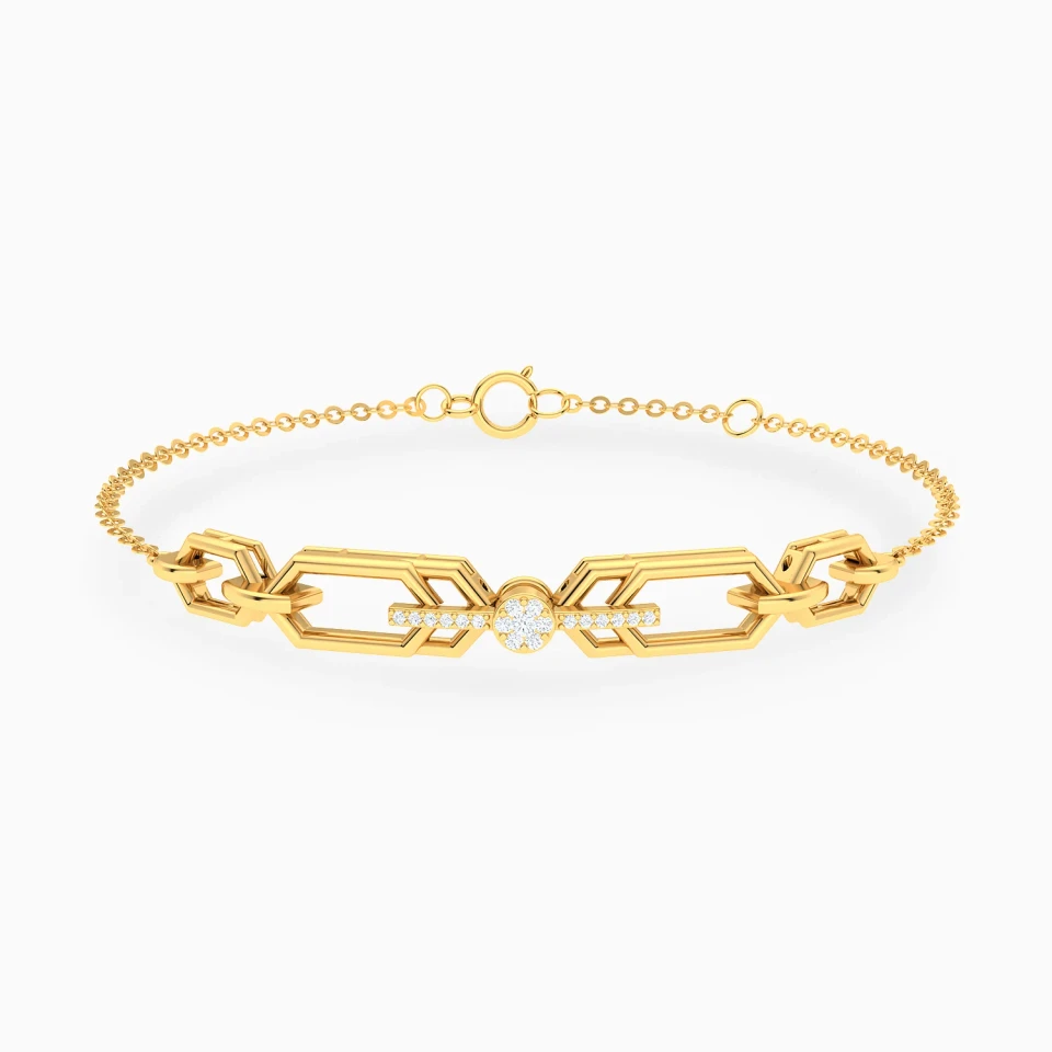Interlocked Hexagon Links Diamond Chain Bracelet in 18K Gold Interlocked Hexagon Links Diamond Chain Bracelet in 18K Gold