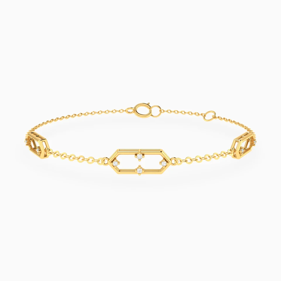Triple Hexagon Diamond Chain Bracelet in 18K Gold Triple Hexagon Diamond Chain Bracelet in 18K Gold