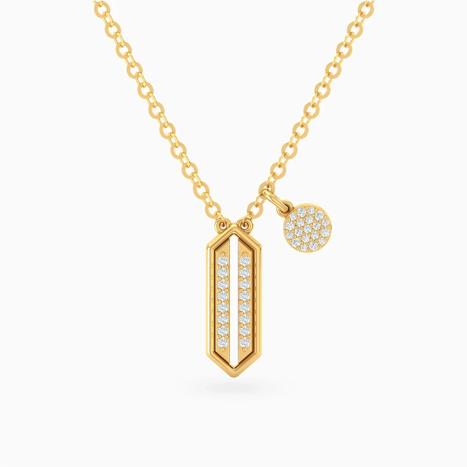 Hexagon & Round Diamond Pendant Necklace in 18K Gold Hexagon & Round Diamond Pendant Necklace in 18K Gold