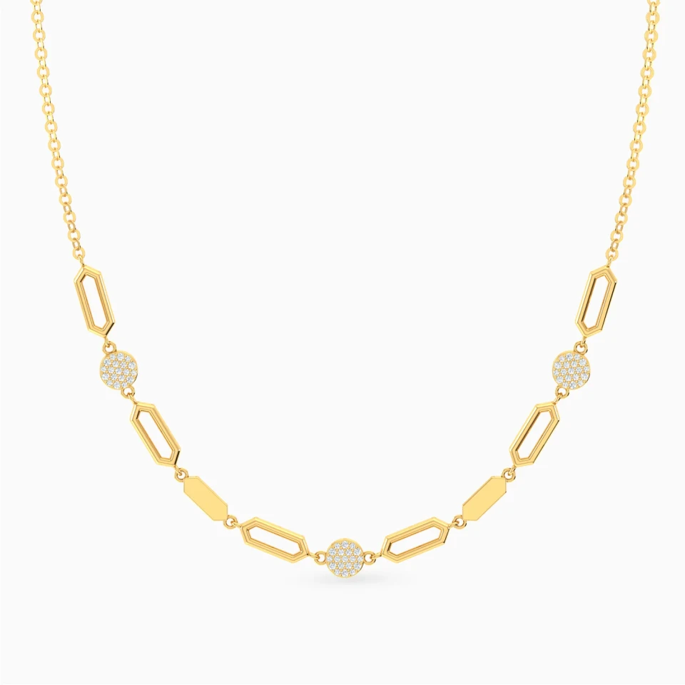 Alternating Hexagon Links Diamond Necklace in 18K Gold Alternating Hexagon Links Diamond Necklace in 18K Gold