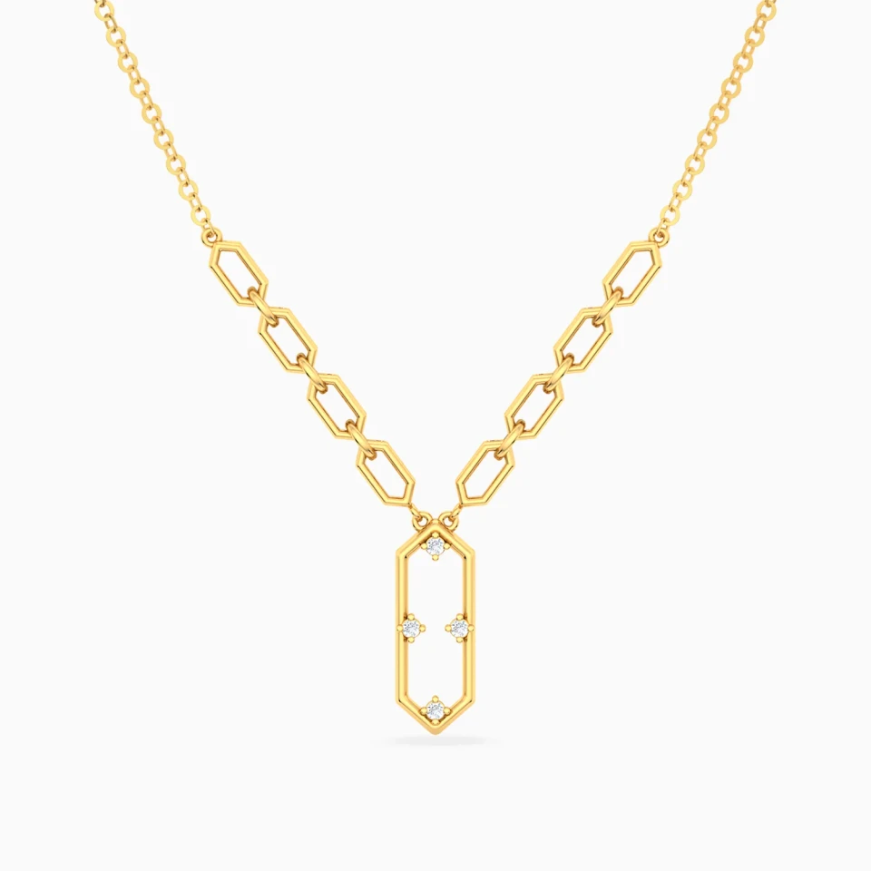 Graduated Hexagon Links Diamond Pendant Necklace in 18K Gold Graduated Hexagon Links Diamond Pendant Necklace in 18K Gold