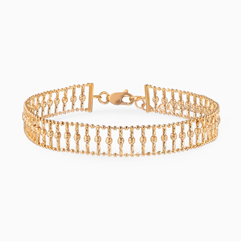 Beaded Frame Textured Bars Bracelet in 18K Gold Beaded Frame Textured Bars Bracelet in 18K Gold