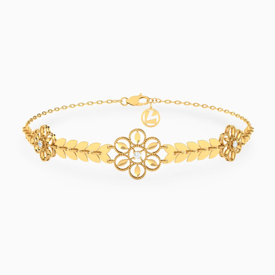 Flower Cubic Zirconia Chain Bracelet in 21K Gold Flower Cubic Zirconia Chain Bracelet in 21K Gold