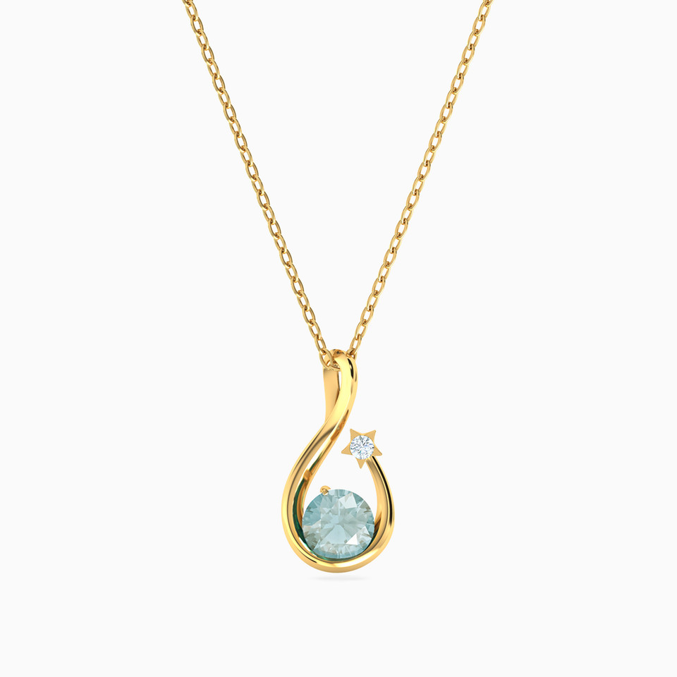 Pear Colored Stones Necklace in 18K Gold - 4 Pear Colored Stones Necklace in 18K Gold - 4