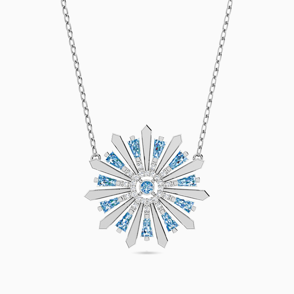 Flower Diamond & Colored Stones Necklace in 18K Gold Flower Diamond & Colored Stones Necklace in 18K Gold