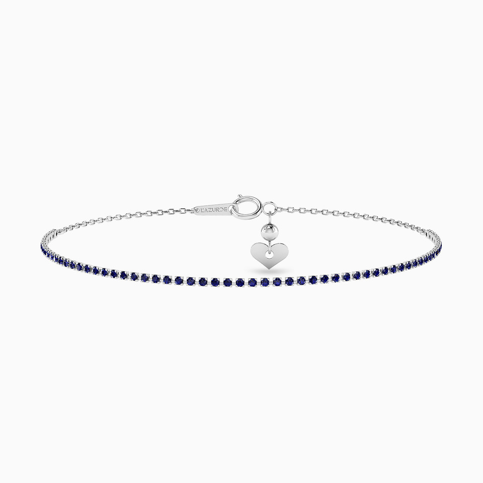 Round Blue Stone Chain Bracelet in 18K Gold Round Blue Stone Chain Bracelet in 18K Gold