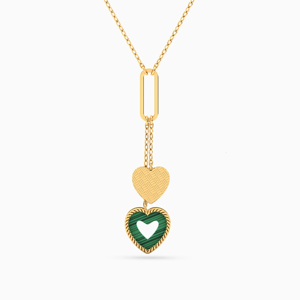 Heart Green Stones Necklace in 18K Gold Heart Green Stones Necklace in 18K Gold