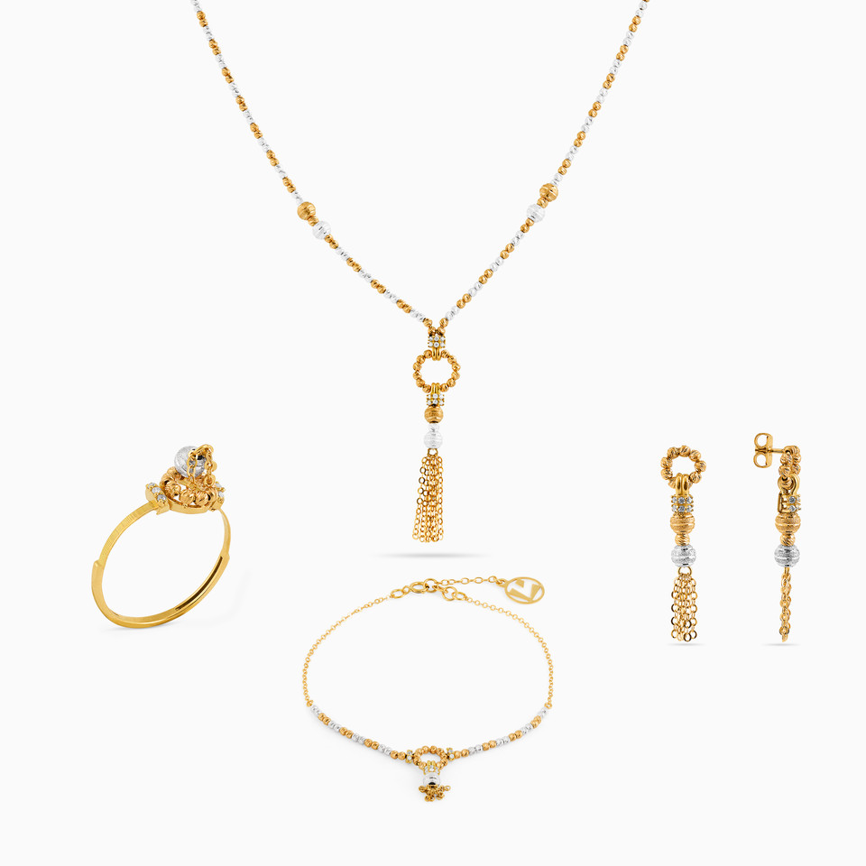 Beaded Cubic Zirconia Full Set in 18K Gold (4 Pieces) Beaded Cubic Zirconia Full Set in 18K Gold (4 Pieces)